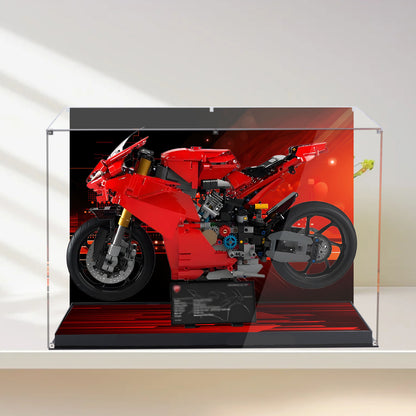 BrickArmor Display Case for LEGO 42202 Motorcycle Ducati Panigale V4 S Building Set, Dustproof Clear Display Box Compatible with Lego 42202 (Box Only，Model Not Included)