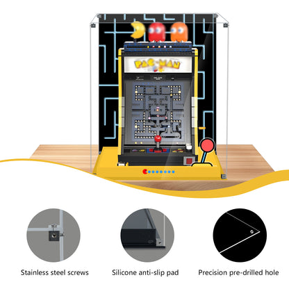 Acrylic Display Case Compatible with Lego 10323 PAC-Man Arcade Set, Creative Magnetic Front Panel, Dustproof Clear Display Box Compatible with Lego 10323 Icons Building Blocks Model (Case Only)