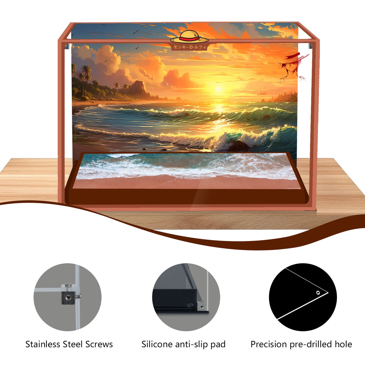 Acrylic Display Case Compatible with Lego 75640 One Piece The Baratie Floating Restaurant Collectible Set, Innovative Magnetic Front Panel Dustproof Display Box Compatible with Lego75640