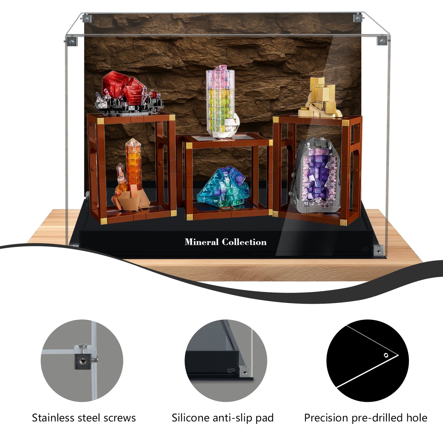 BrickArmor Display Case for LEGO Mineral Collection 21362, Creative Magnetic Front Panel, Dustproof Clear Display Box Compatible with Lego 21362 (Box Only, Model Not Included)