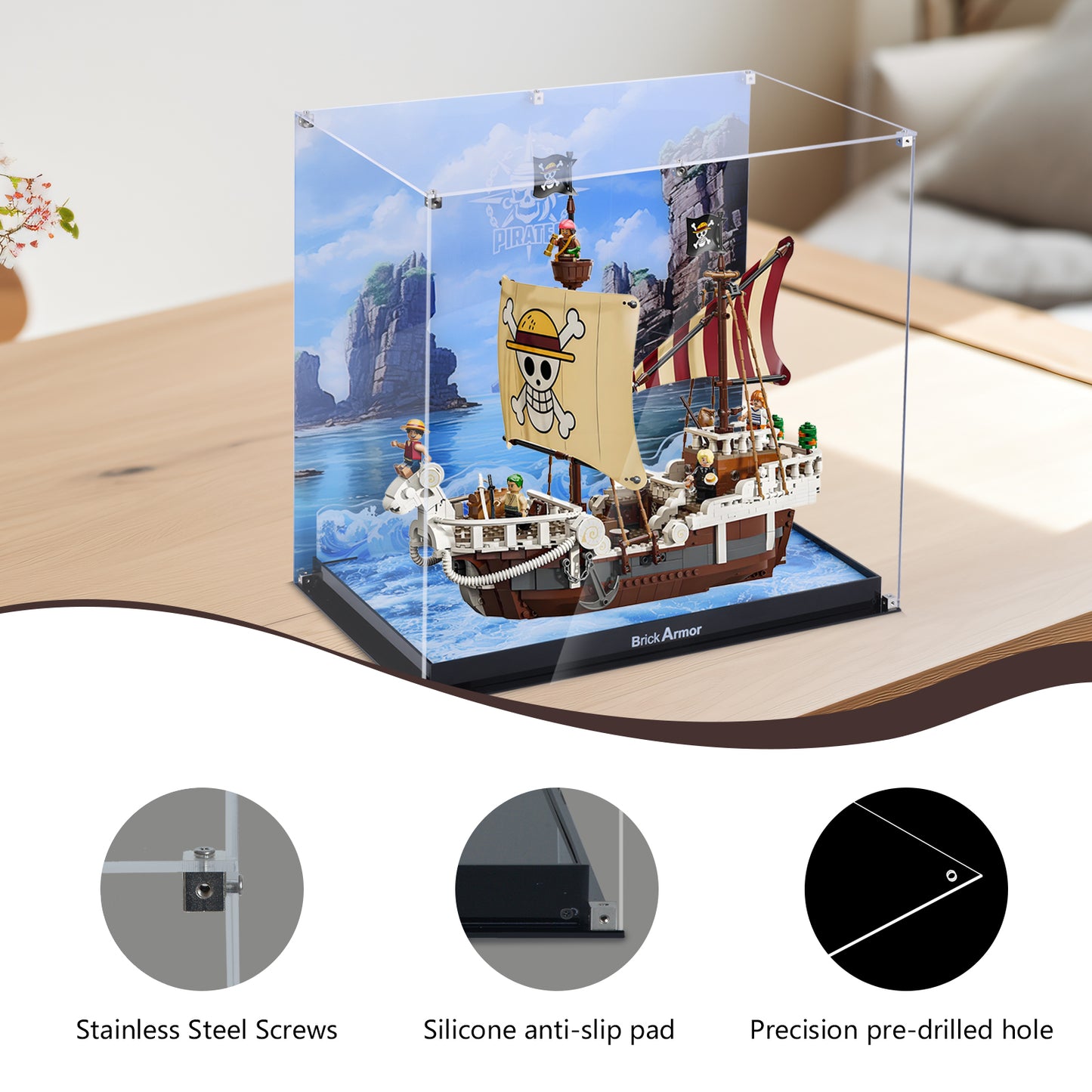 BrickArmor Display Case for LEGO Move forward to the pirate ship Melley(Box Only，Model Not Included)