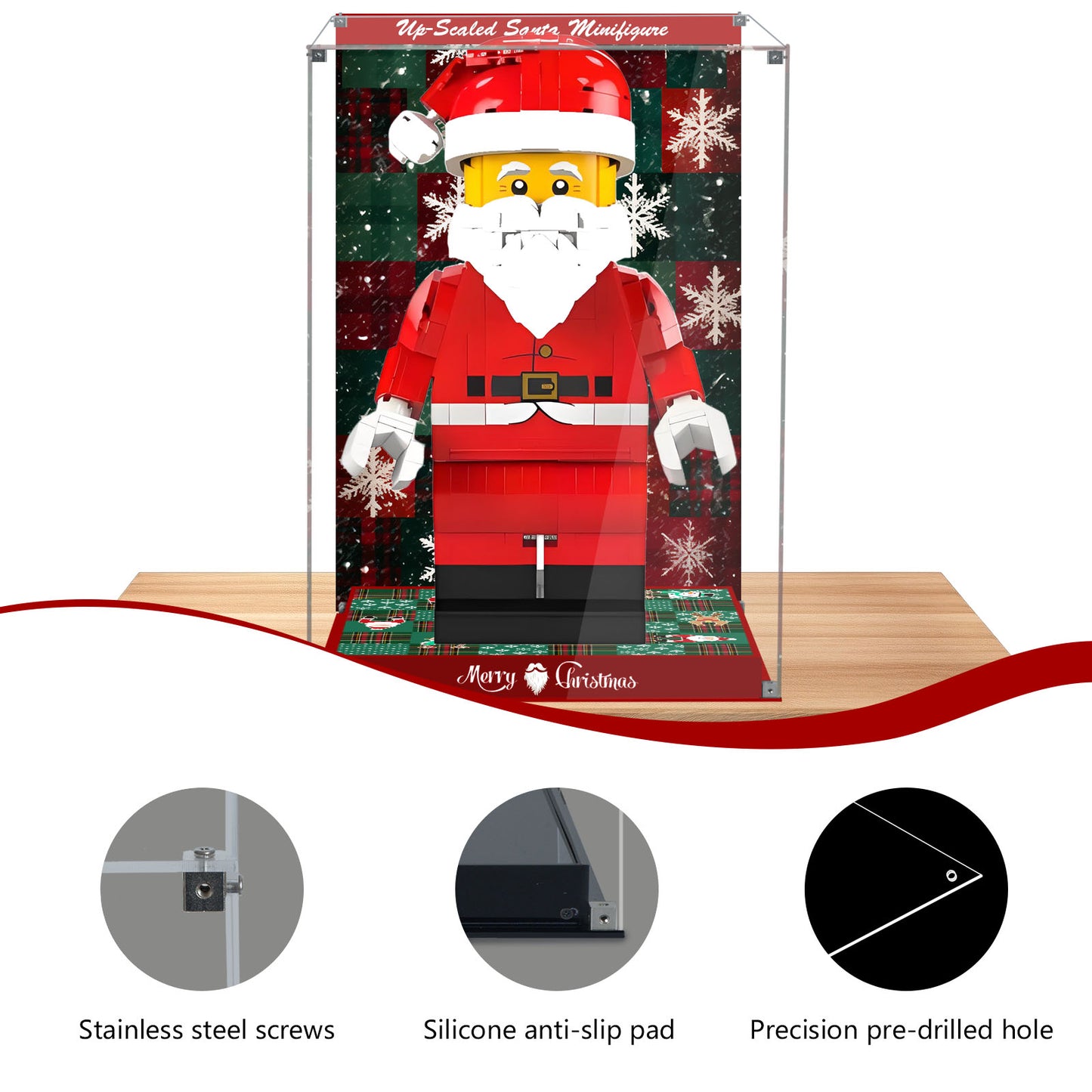 BrickArmor Display Case for LEGO 40820 Santa Minifigure Set,Innovative Magnetic Front Panel Dustproof Display Box Compatible with Lego 40820 (Only Box, Model Not Included)