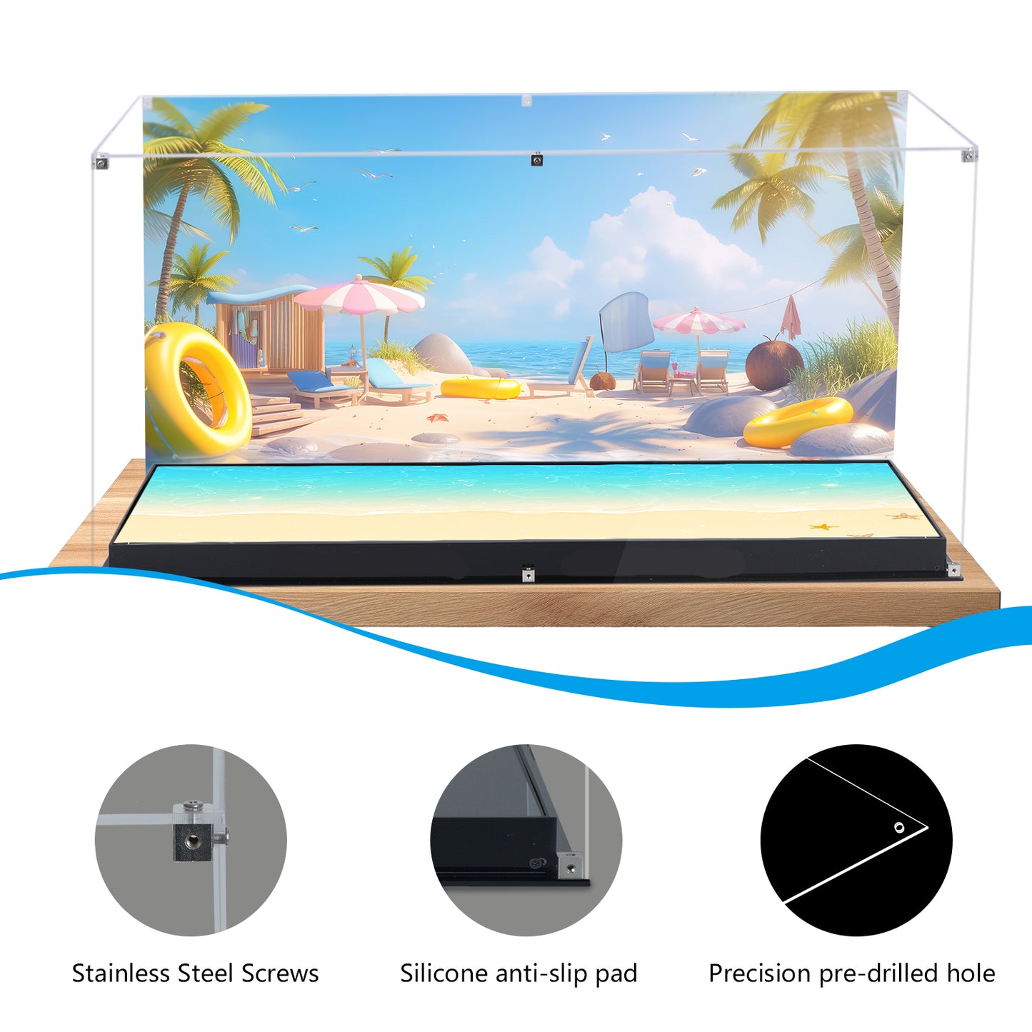 Acrylic Display Case Compatible with Lego Stitch 43257 & Angel 43249, Dustproof Showcase Box with Magnetic Front Panel and HD Backdrop, Storage Display Compatible with Lego Collectibles (Case Only)