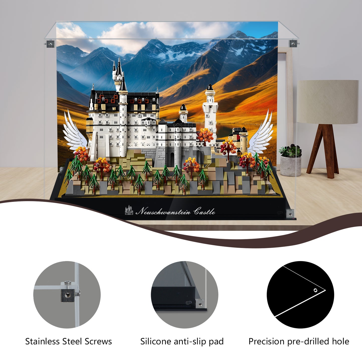 BrickArmor Display Case for LEGO 21063 Architecture Neuschwanstein Castle Building Set,Dustproof Clear Display Box Compatible with Lego21063(Box Only，Model Not Included)