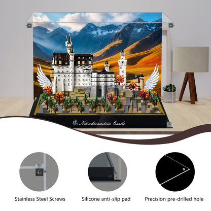 BrickArmor Display Case for LEGO 21063 Architecture Neuschwanstein Castle Building Set,Dustproof Clear Display Box Compatible with Lego21063(Box Only，Model Not Included)
