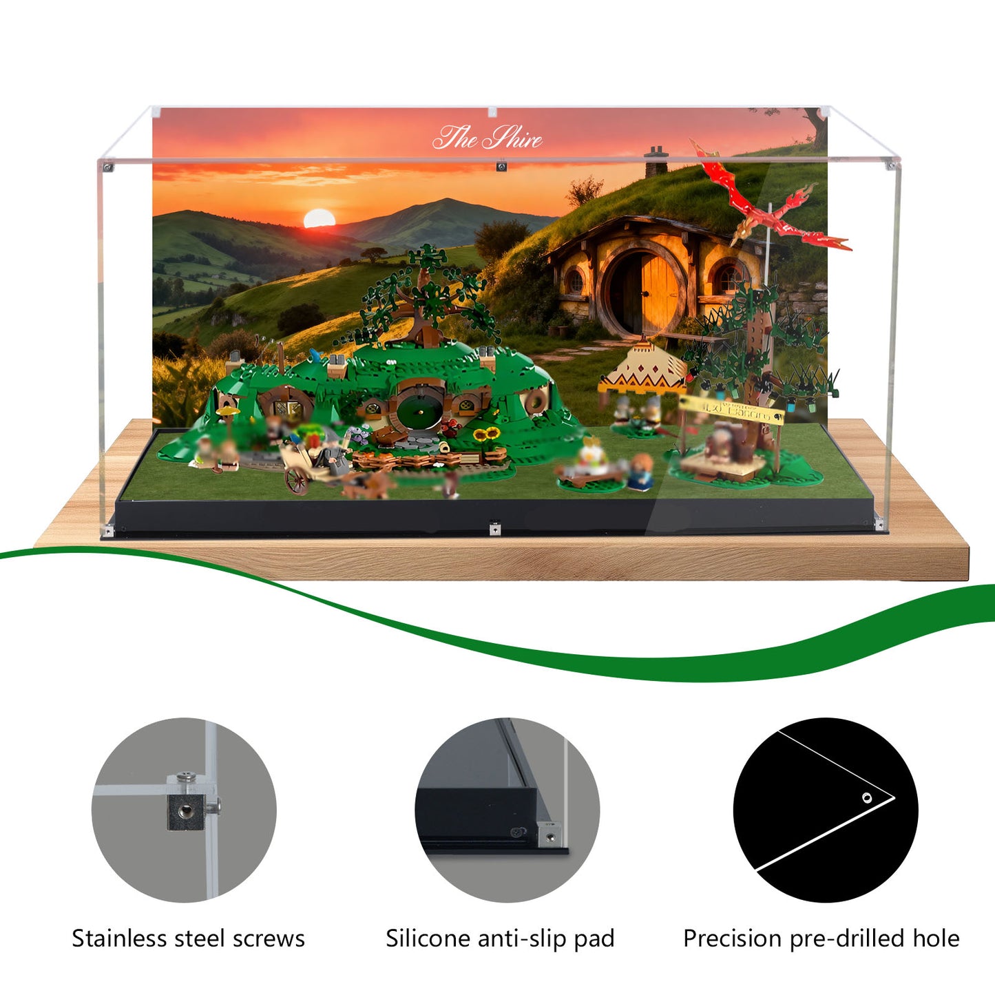 BrickArmor Display Case for LEGO 10354 Lord of The Rings: The Shire Set,Innovative Magnetic Front Panel Dustproof Display Box Compatible with Lego 10354(Only Box, Model Not Included)