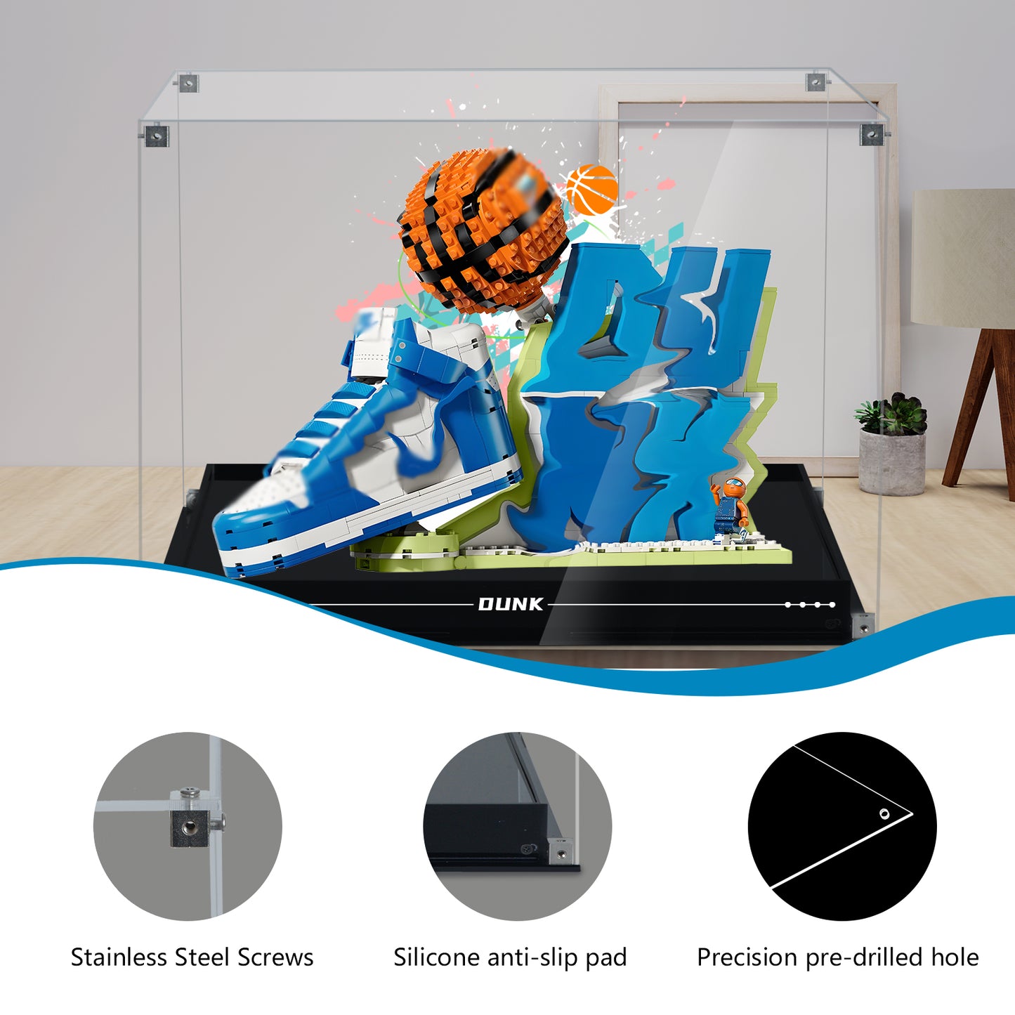 BrickArmor Display Case for LEGO 43008 Set x Nike Dunk Building Set,Dustproof Clear Display Box Compatible with Lego43008( Only Case，Model Not Included)