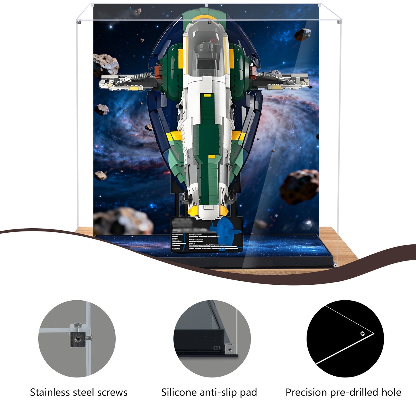 BrickArmor Display Case for LEGO 75409 Jango Fett's Firespray Building Set,Dustproof Clear Display Box Compatible with Lego75409 Class Starship(Box Only，Model Not Included)