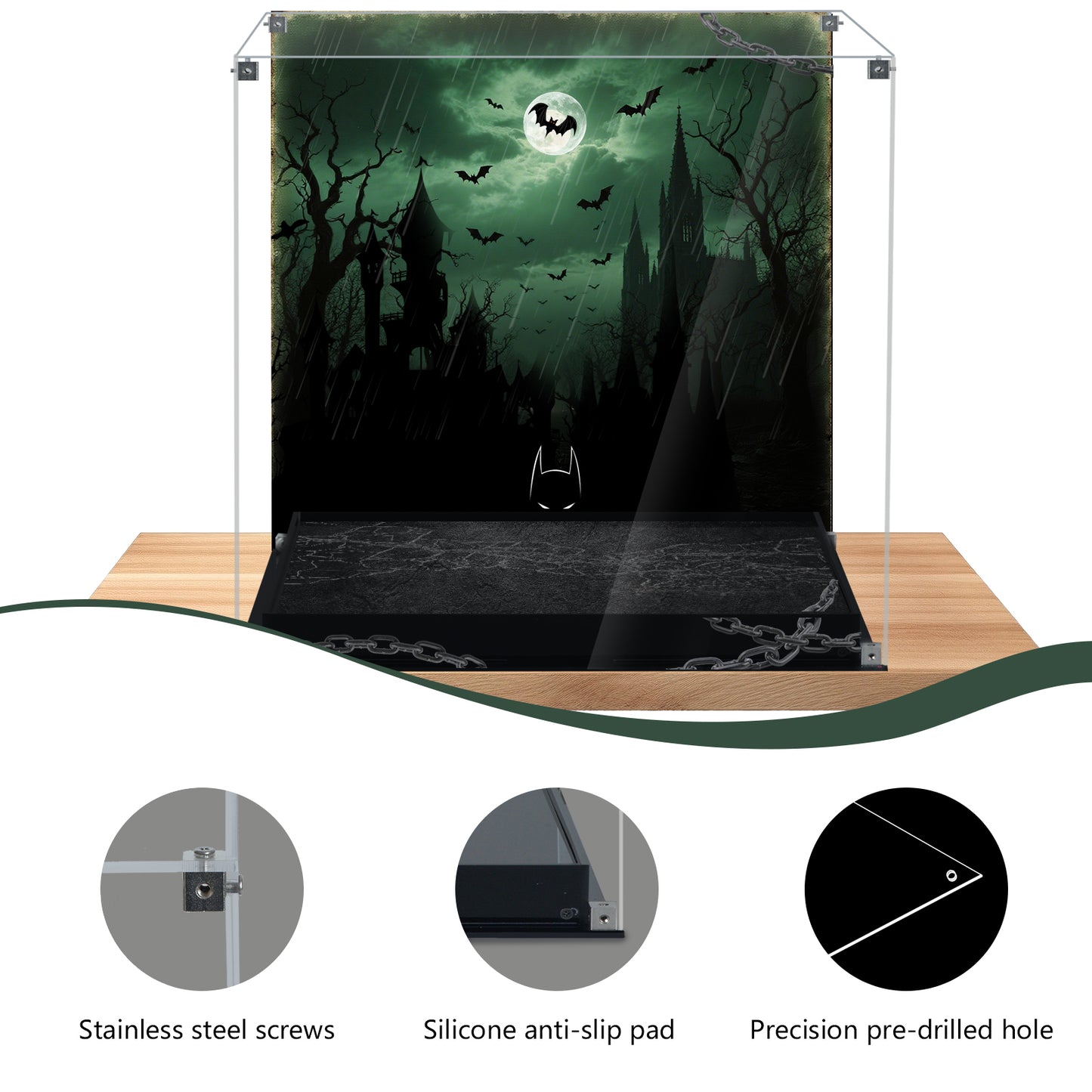 BrickArmor Display Case for LEGO 76300 Batman Arkham Asylum Madhouse Set, Innovative Magnetic Front Panel Dustproof Display Box Compatible with Lego 76300 (Only Box, Model Not Included)