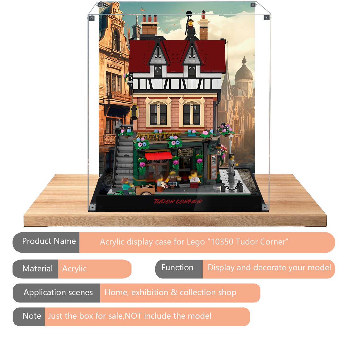 BrickArmor Display Case for LEGO 10350 Tudor Corner Building Set,Dustproof Clear Display Box Compatible with Lego 10350(Box Only，Model Not Included)