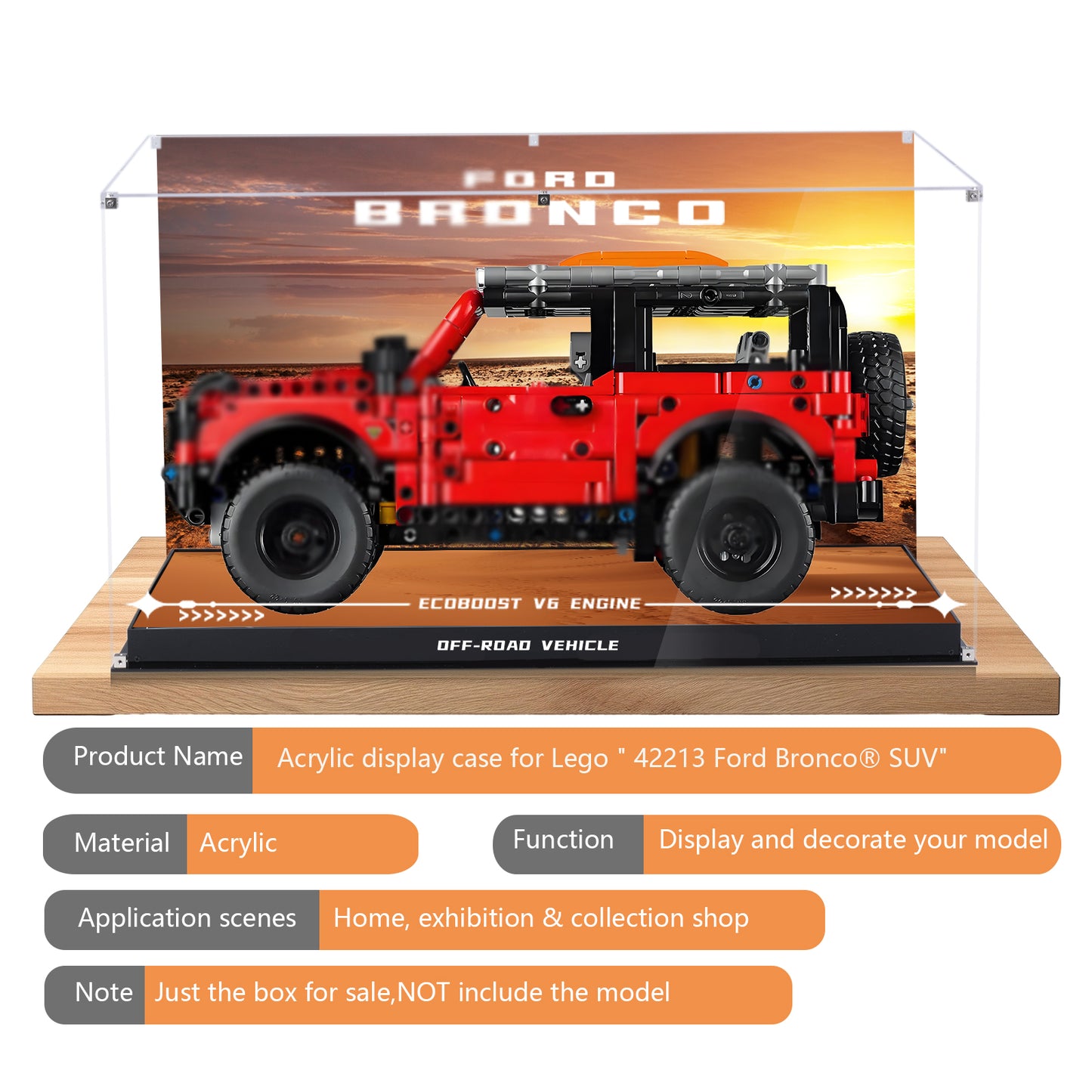BrickArmor Display Case for LEGO 42213 Ford Bronco SUV Technic Car Building Set,Dustproof Clear Display Box Compatible with Lego 42213 (Box Only，Model Not Included)