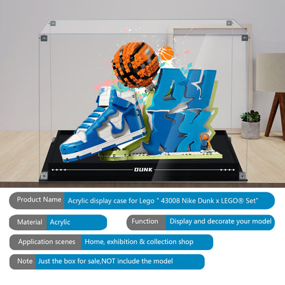 BrickArmor Display Case for LEGO 43008 Set x Nike Dunk Building Set,Dustproof Clear Display Box Compatible with Lego43008( Only Case，Model Not Included)