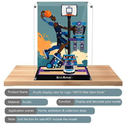 BrickArmor Display Case for LEGO 43010 Nike Slam Dunk Set, Dustproof Display Box & HD Painted Basketball Background Compatible with Lego 43010 Slam Dunk (Box Only, Model Not Included)