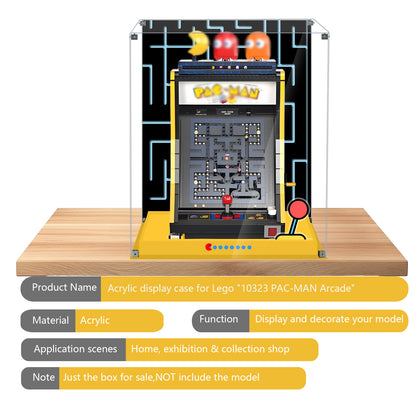 Acrylic Display Case Compatible with Lego 10323 PAC-Man Arcade Set, Creative Magnetic Front Panel, Dustproof Clear Display Box Compatible with Lego 10323 Icons Building Blocks Model (Case Only)