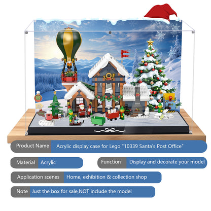 Acrylic Display Case Compatible with Lego 10339 Santa Claus Post Office Set,Innovative Magnetic Front Dustproof Display Box Compatible with Lego 10339 (Box Only, Model Not Included)