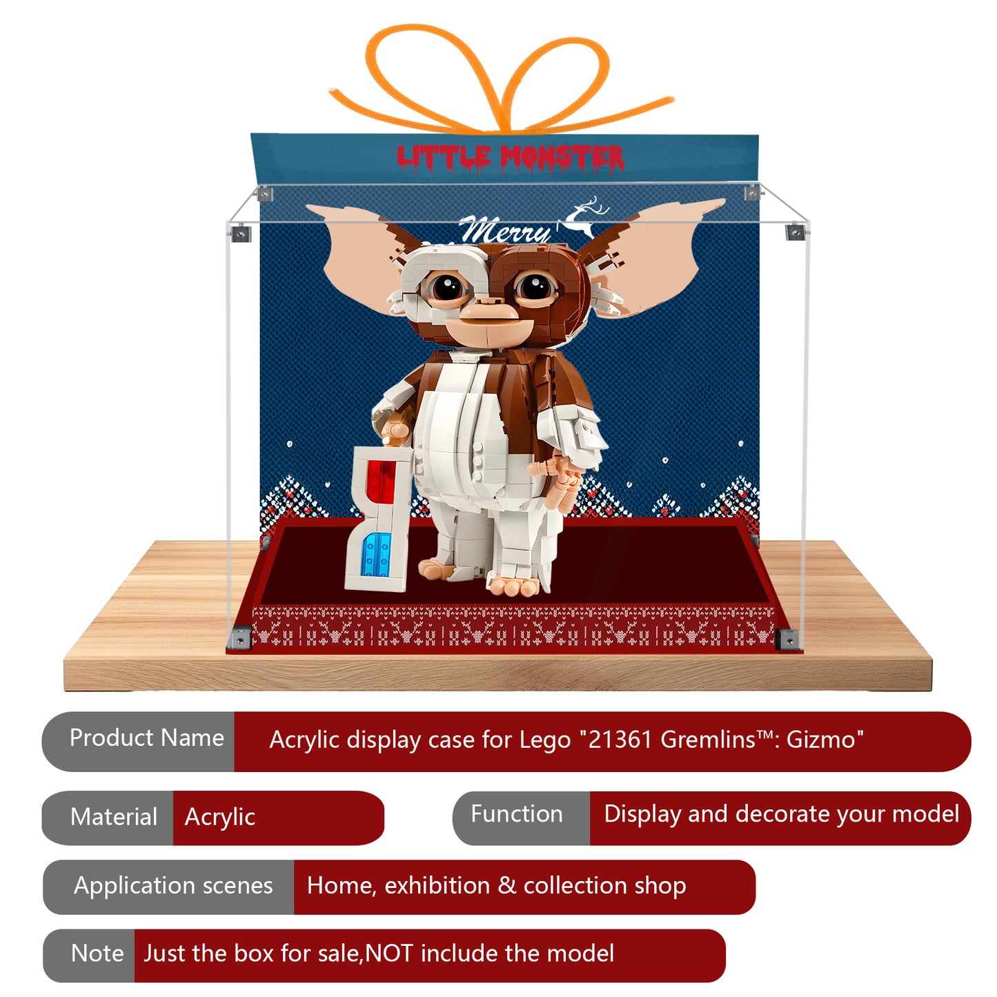 BrickArmor Display Case for LEGO 21361 Gizmo The Little Monster Building Set,Dustproof Clear Display Box Compatible with Lego21361 Gremlins(Box Only，Model Not Included)