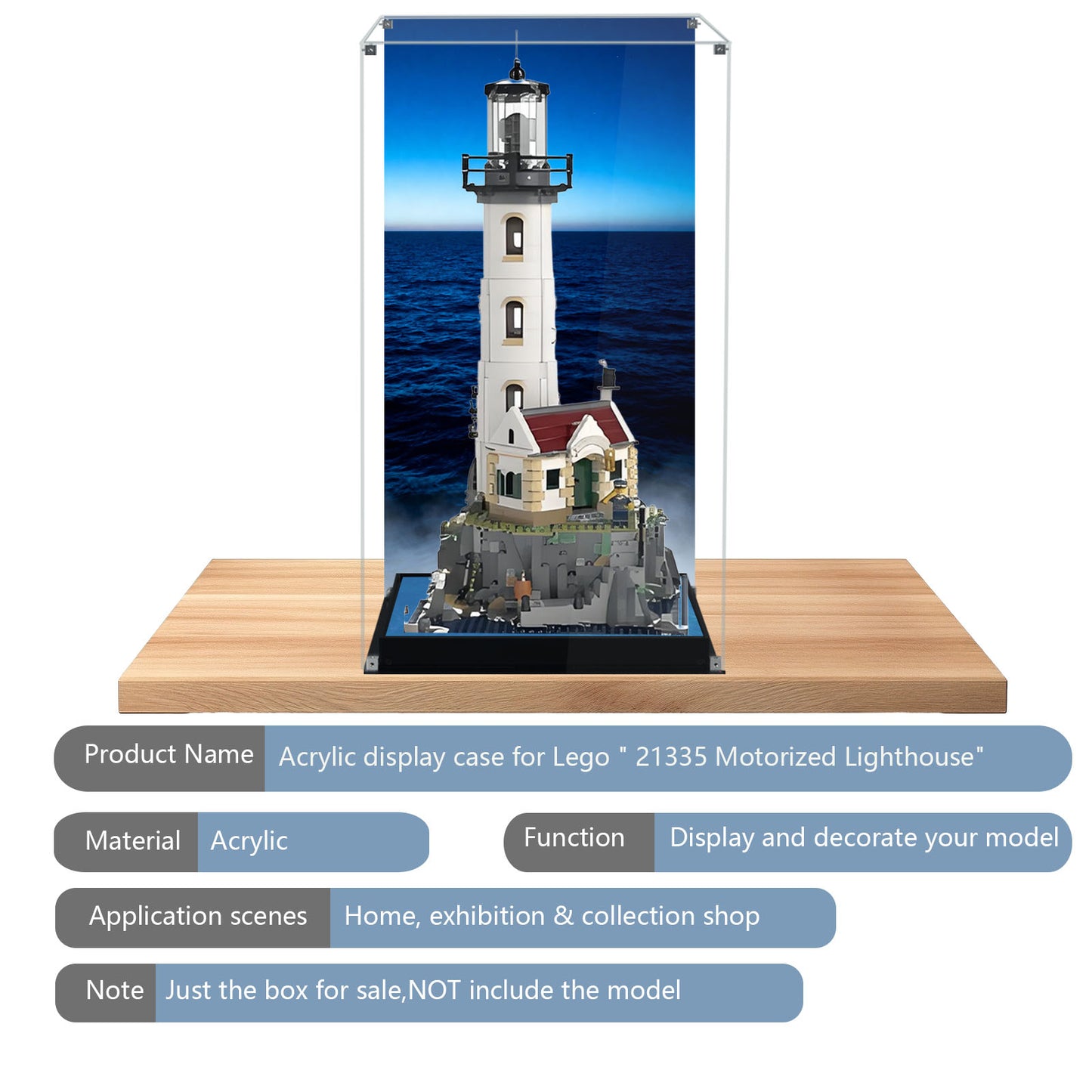 BrickArmor Display Case for LEGO Motorized Lighthouse 21335 Building Set, Dustproof Clear Display Box Compatible with Lego 21335 (Only Case, Model Not Included)