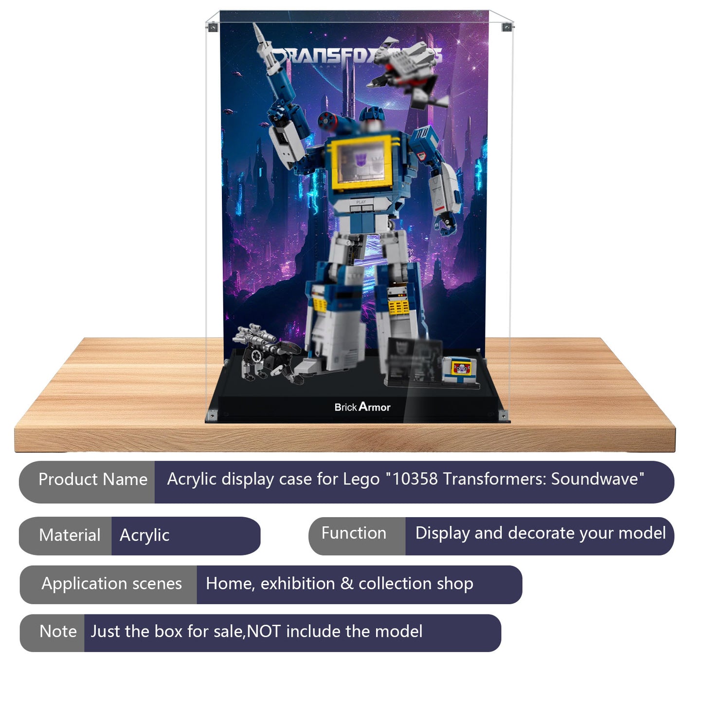 BrickArmor Display Case for LEGO Transformers Soundwave 10358 Model, Dustproof Clear Display Box Compatible with Lego 10358 (Box Only, Model Not Includ)