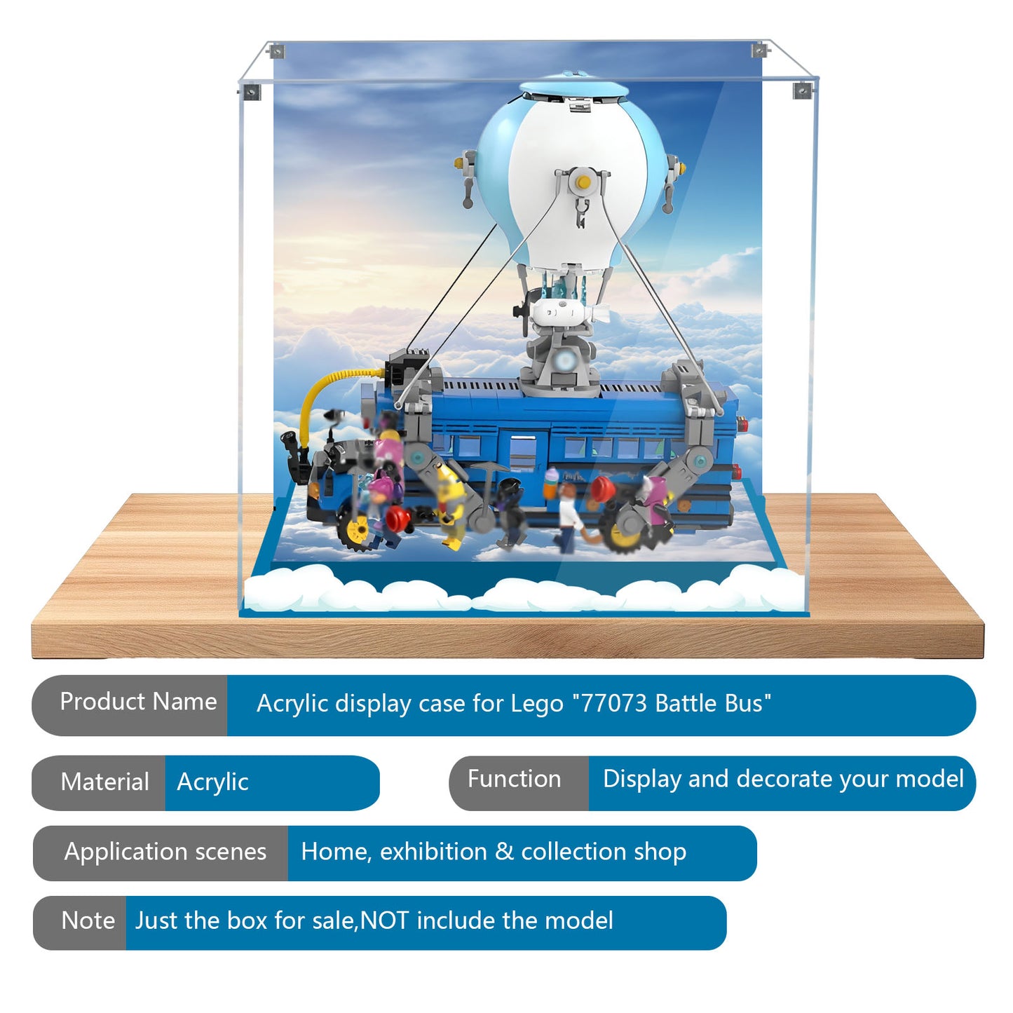 BrickArmor Display Case for LEGO 77073 Fortnite Battle Bus Set,Innovative Magnetic Front Panel Dustproof Display Box Compatible with Lego 77073 (Only Box, Model Not Included)