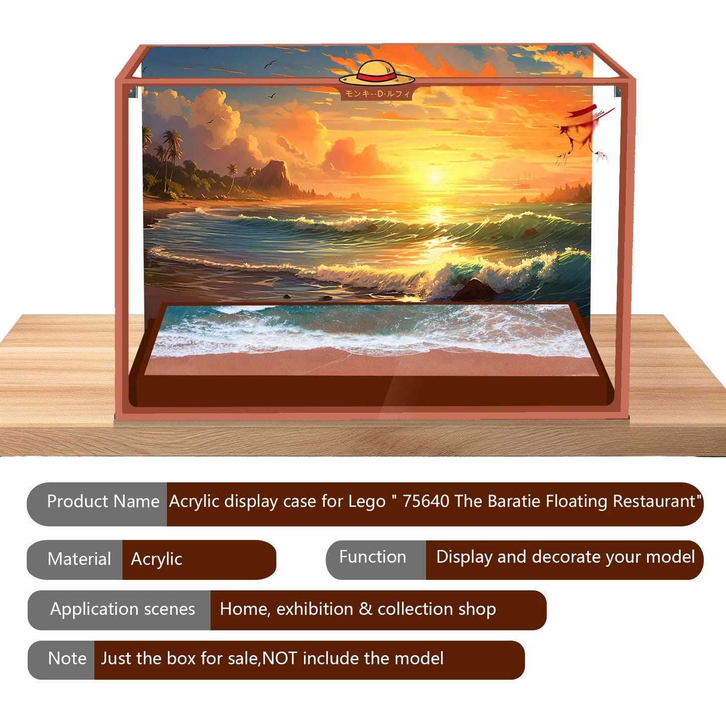 Acrylic Display Case Compatible with Lego 75640 One Piece The Baratie Floating Restaurant Collectible Set, Innovative Magnetic Front Panel Dustproof Display Box Compatible with Lego75640