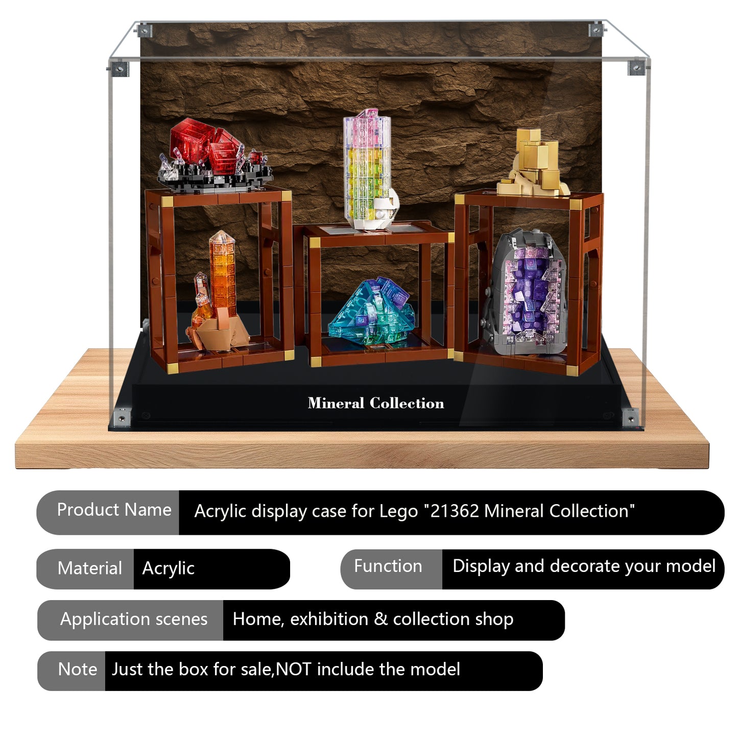 BrickArmor Display Case for LEGO Mineral Collection 21362, Creative Magnetic Front Panel, Dustproof Clear Display Box Compatible with Lego 21362 (Box Only, Model Not Included)
