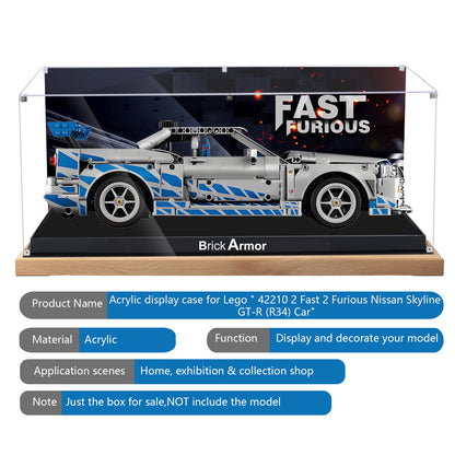 BrickArmor Display Case for LEGO Fast and Furious Technic Car Building Set,Dustproof Clear Display Box Compatible with Lego 42210 (Box Only，Model Not Included)