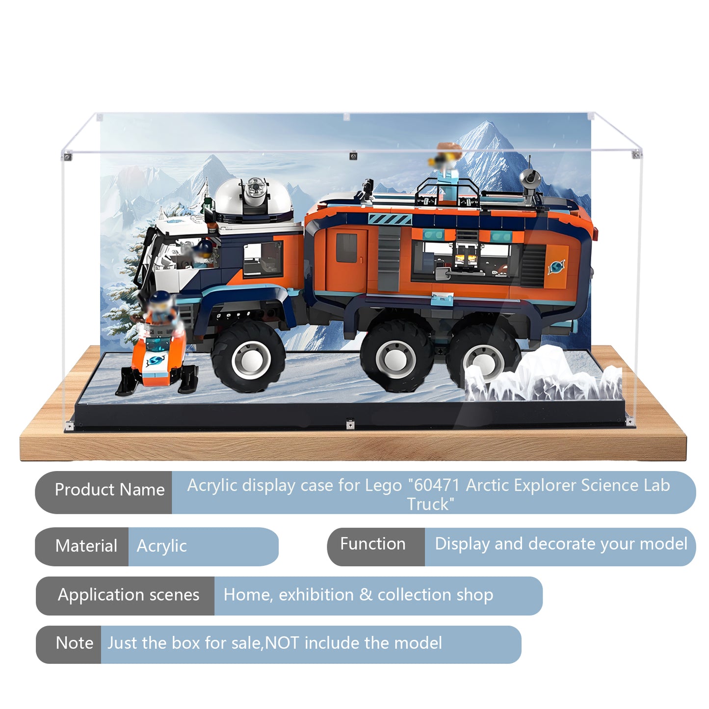 BrickArmor Display Case for LEGO 60471 Arctic Explorer Science Lab Truck Set,Innovative Magnetic Front Panel Dustproof Display Box Compatible with Lego 60471 (Only Box, Model Not Included)
