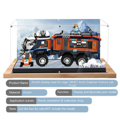 BrickArmor Display Case for LEGO 60471 Arctic Explorer Science Lab Truck Set,Innovative Magnetic Front Panel Dustproof Display Box Compatible with Lego 60471 (Only Box, Model Not Included)