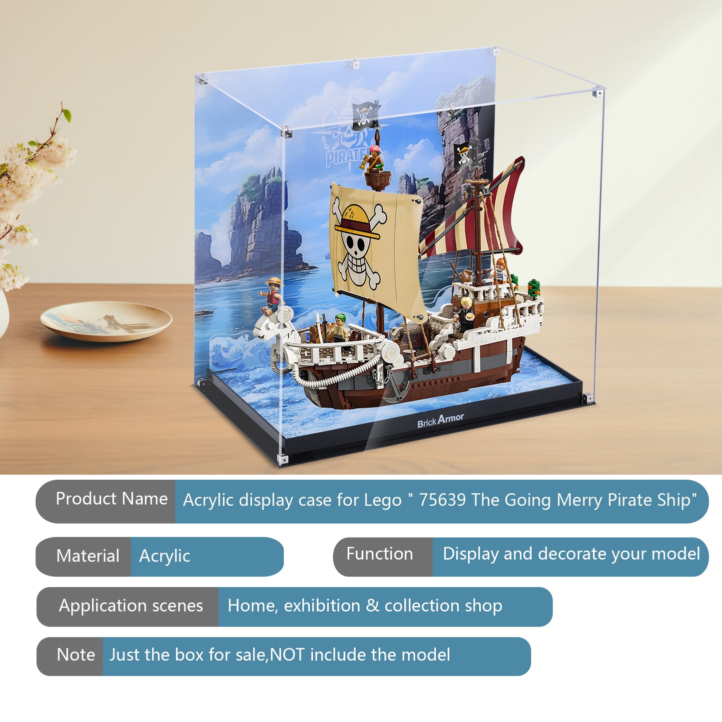 BrickArmor Display Case for LEGO Move forward to the pirate ship Melley(Box Only，Model Not Included)