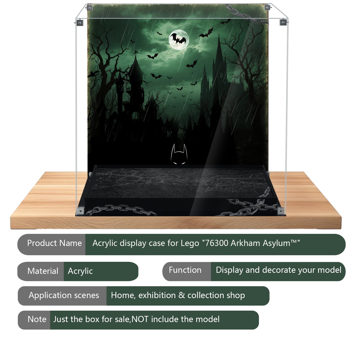 BrickArmor Display Case for LEGO 76300 Batman Arkham Asylum Madhouse Set, Innovative Magnetic Front Panel Dustproof Display Box Compatible with Lego 76300 (Only Box, Model Not Included)