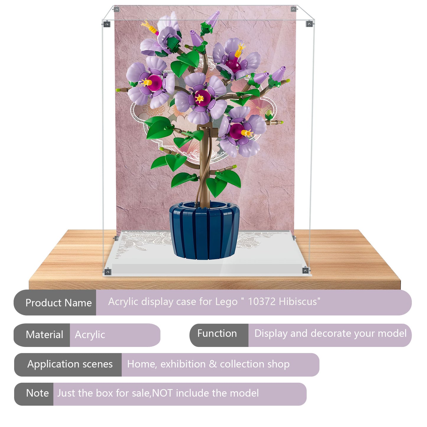 BrickArmor Display Case for LEGO 10372 Hibiscus Flowers Building Set,Dustproof Clear Display Box Compatible with Lego10372（Box Only, Model Not Included）