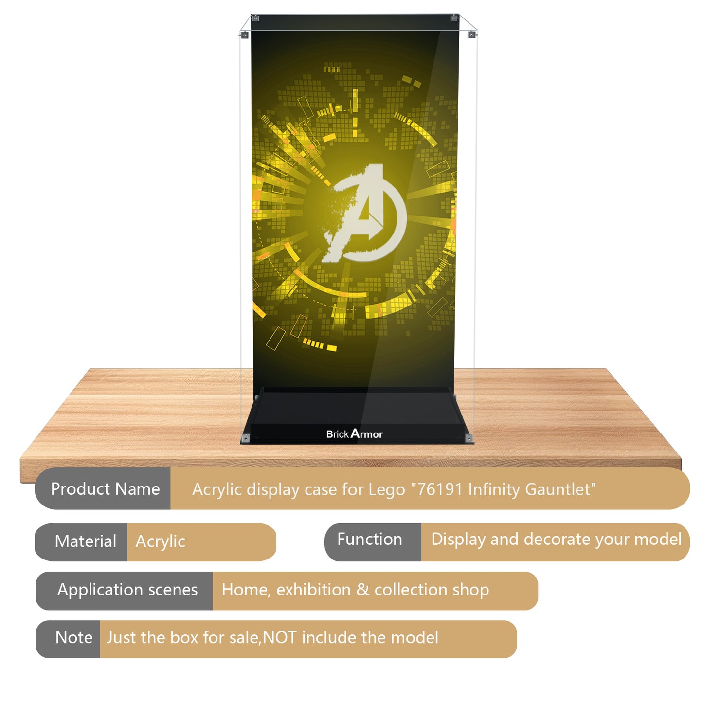 BrickArmor Display Case for LEGO 76191 Thanos's Infinity Gauntlet Set,Dustproof Clear Display Box Compatible with Lego 76191 (Box Only，Model Not Included)