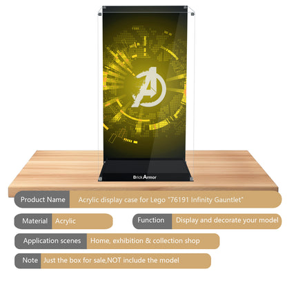 BrickArmor Display Case for LEGO 76191 Thanos's Infinity Gauntlet Set,Dustproof Clear Display Box Compatible with Lego 76191 (Box Only，Model Not Included)