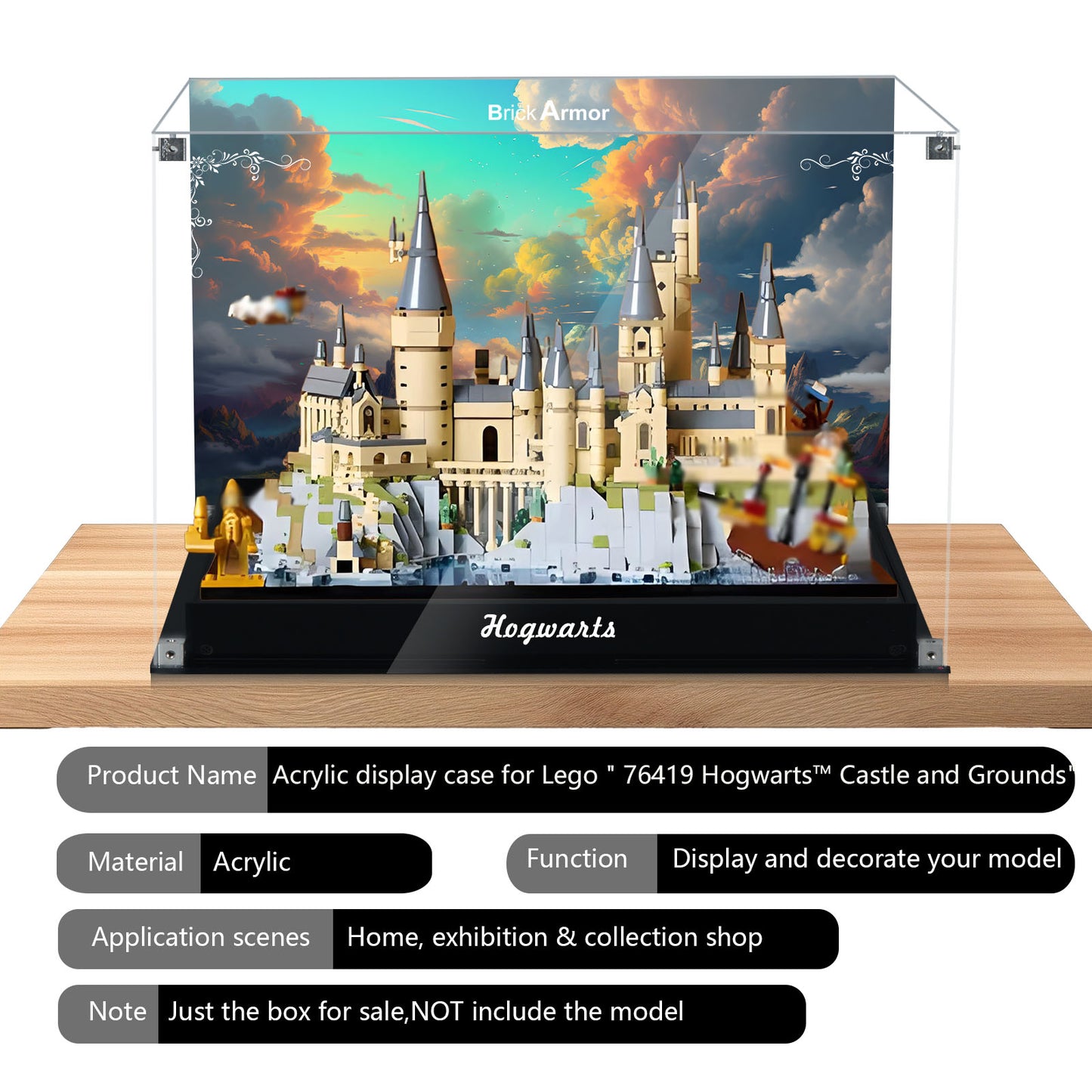 Acrylic Display Case Compatible with Lego 76419 Hogwarts Castle and Grounds Building Set，Dustproof Clear Display Box Compatible with Lego 76419 Harry Potter (Box Only，Model Not Included)
