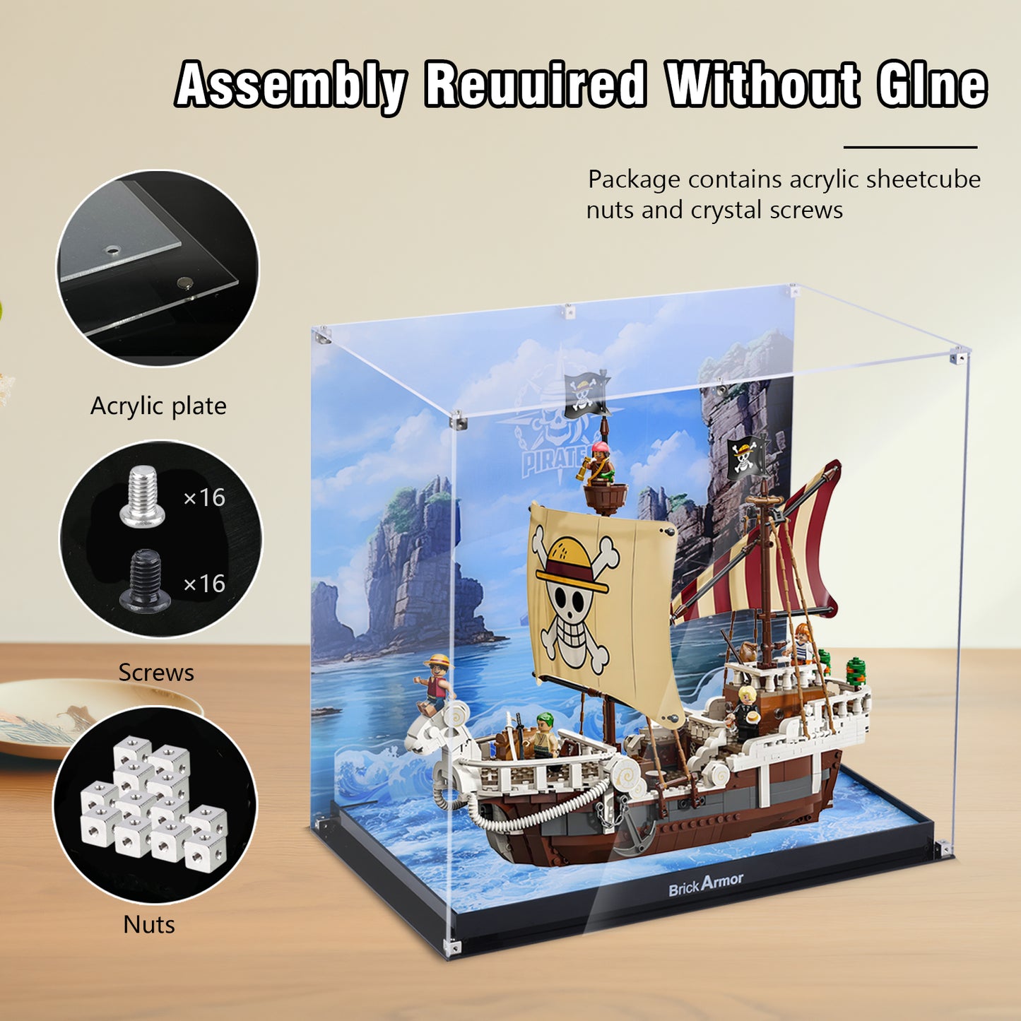 BrickArmor Display Case for LEGO Move forward to the pirate ship Melley(Box Only，Model Not Included)