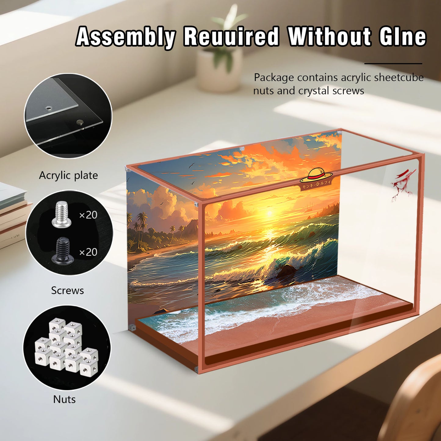 Acrylic Display Case Compatible with Lego 75640 One Piece The Baratie Floating Restaurant Collectible Set, Innovative Magnetic Front Panel Dustproof Display Box Compatible with Lego75640