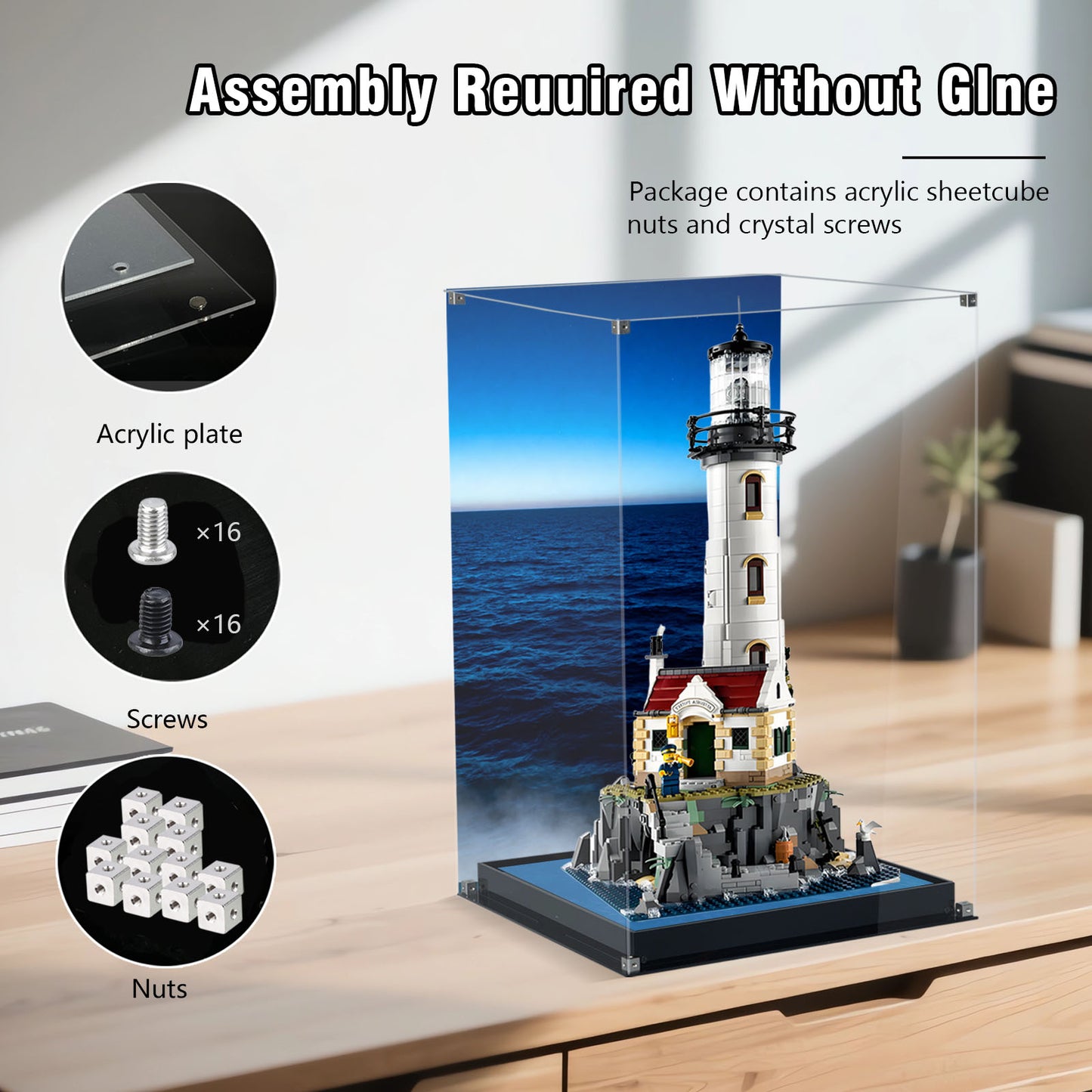 BrickArmor Display Case for LEGO Motorized Lighthouse 21335 Building Set, Dustproof Clear Display Box Compatible with Lego 21335 (Only Case, Model Not Included)