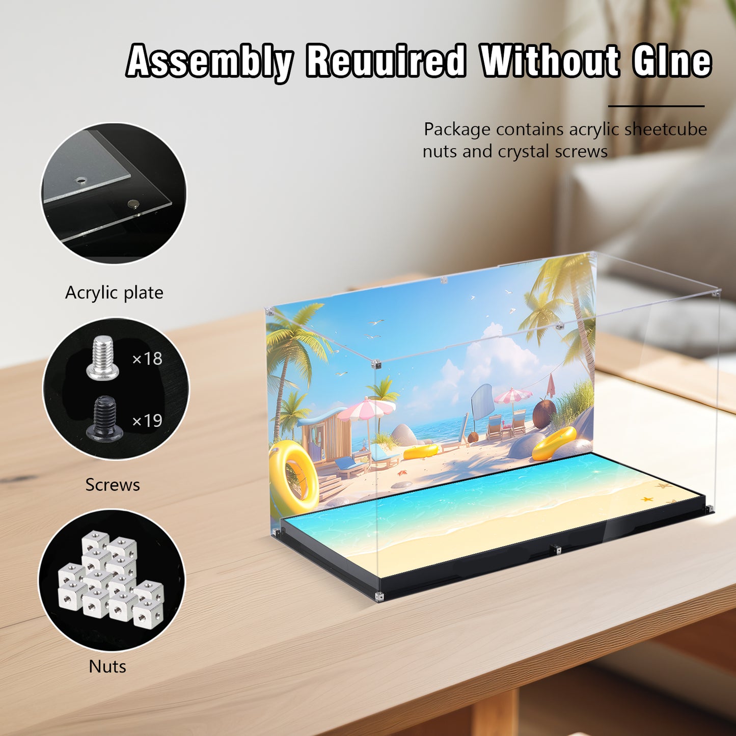 Acrylic Display Case Compatible with Lego Stitch 43257 & Angel 43249, Dustproof Showcase Box with Magnetic Front Panel and HD Backdrop, Storage Display Compatible with Lego Collectibles (Case Only)