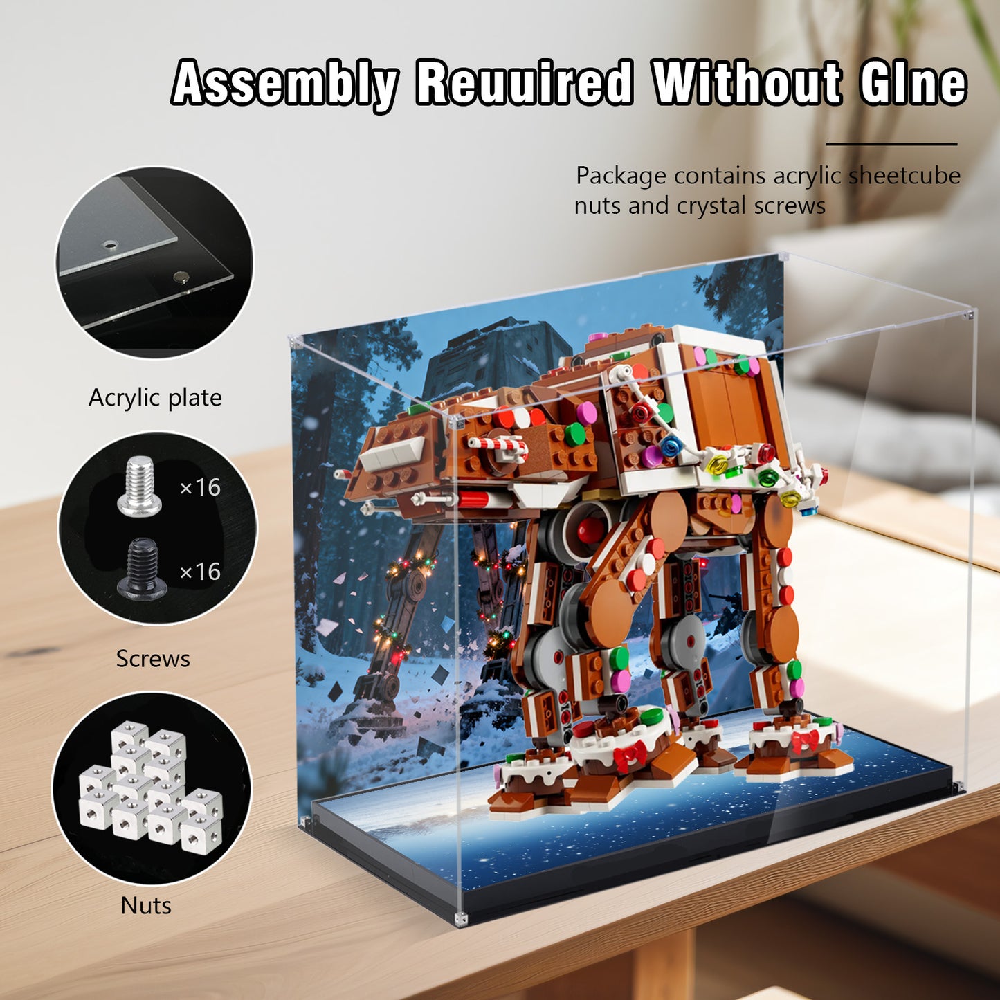BrickArmor Display Case for LEGO 40806 Gingerbread House at-at Walker Building Set,Dustproof Clear Display Box Compatible with Lego 40806(Box Only，Model Not Included)
