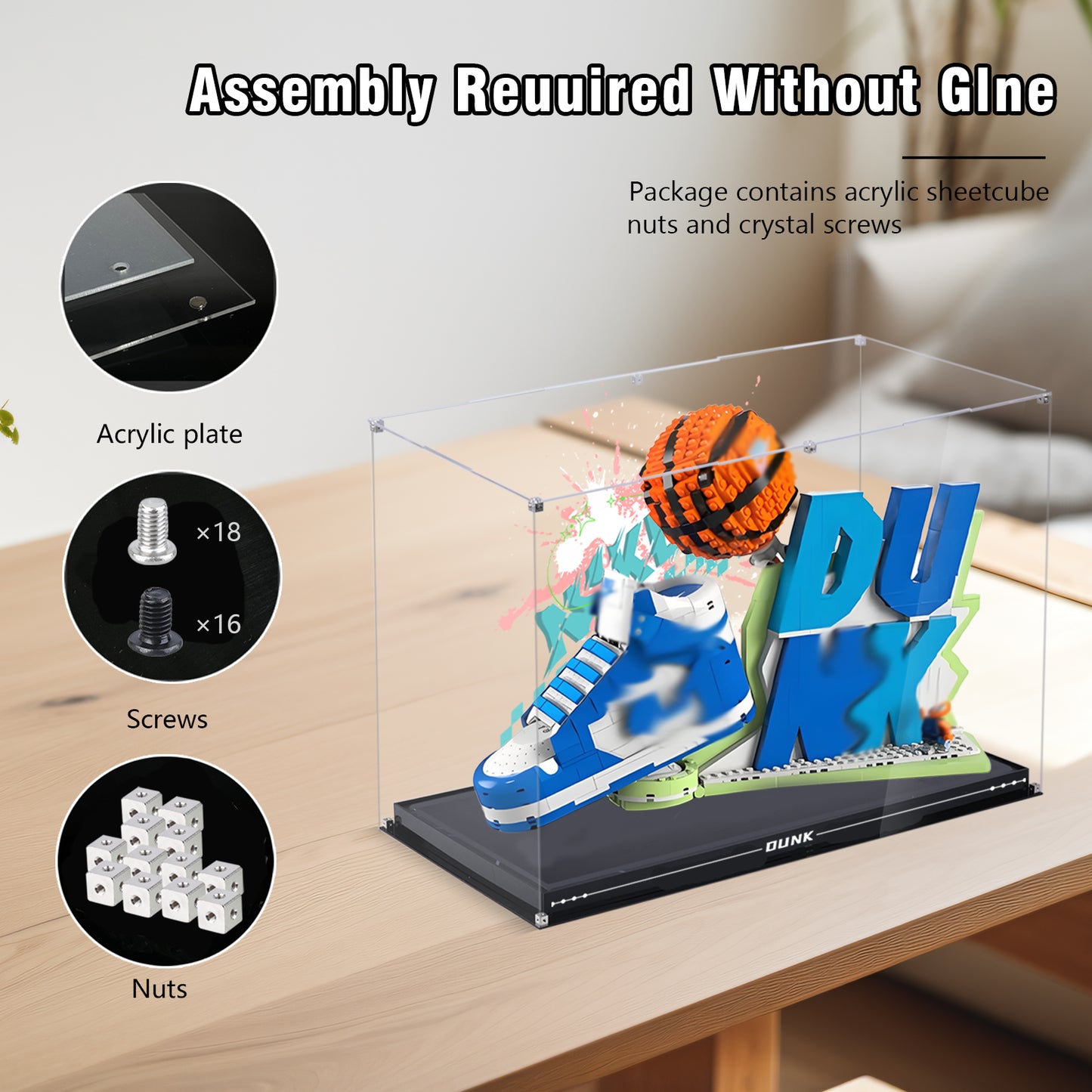 BrickArmor Display Case for LEGO 43008 Set x Nike Dunk Building Set,Dustproof Clear Display Box Compatible with Lego43008( Only Case，Model Not Included)