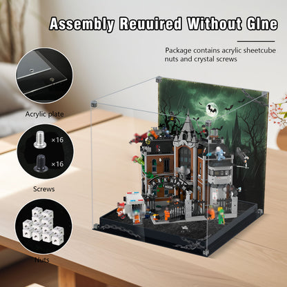 BrickArmor Display Case for LEGO 76300 Batman Arkham Asylum Madhouse Set, Innovative Magnetic Front Panel Dustproof Display Box Compatible with Lego 76300 (Only Box, Model Not Included)