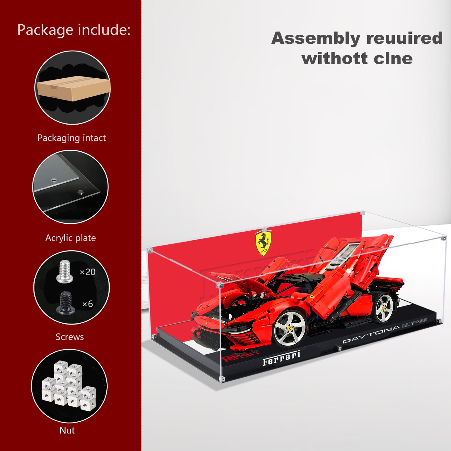 BrickArmor Display Case for LEGO Ferrari SP3 42143