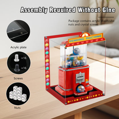 Acrylic Display Case Compatible with Lego 21358 Vending Machine Set, Creative Magnetic Front Panel, Dustproof Clear Display Box Compatible with Lego21358 Building Block(Case Only)