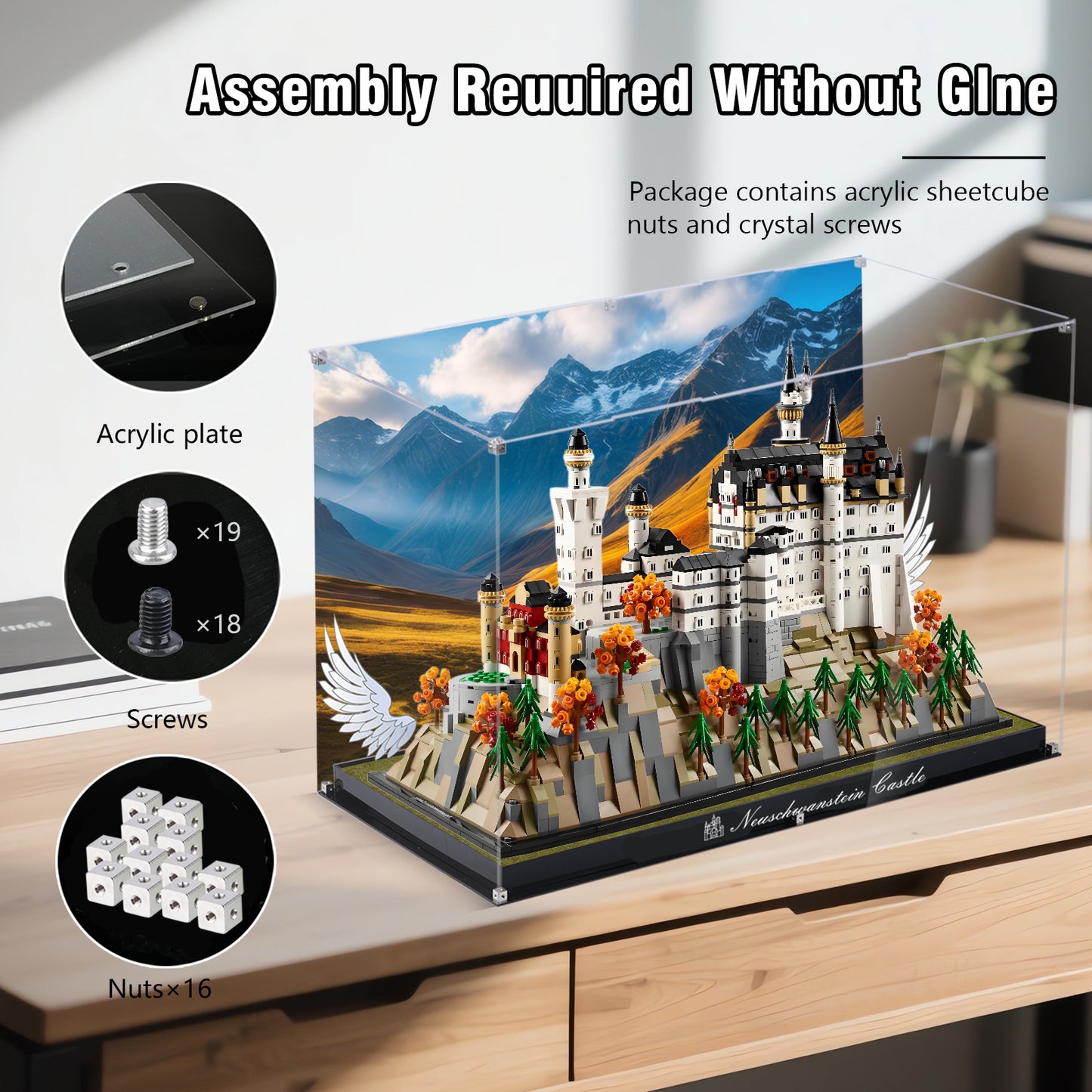 BrickArmor Display Case for LEGO 21063 Architecture Neuschwanstein Castle Building Set,Dustproof Clear Display Box Compatible with Lego21063(Box Only，Model Not Included)
