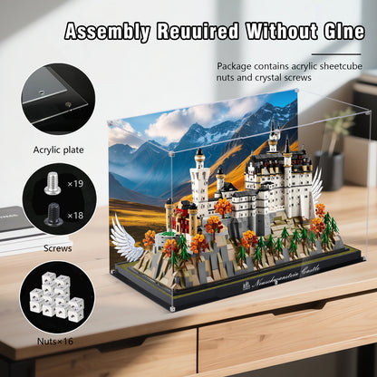 BrickArmor Display Case for LEGO 21063 Architecture Neuschwanstein Castle Building Set,Dustproof Clear Display Box Compatible with Lego21063(Box Only，Model Not Included)