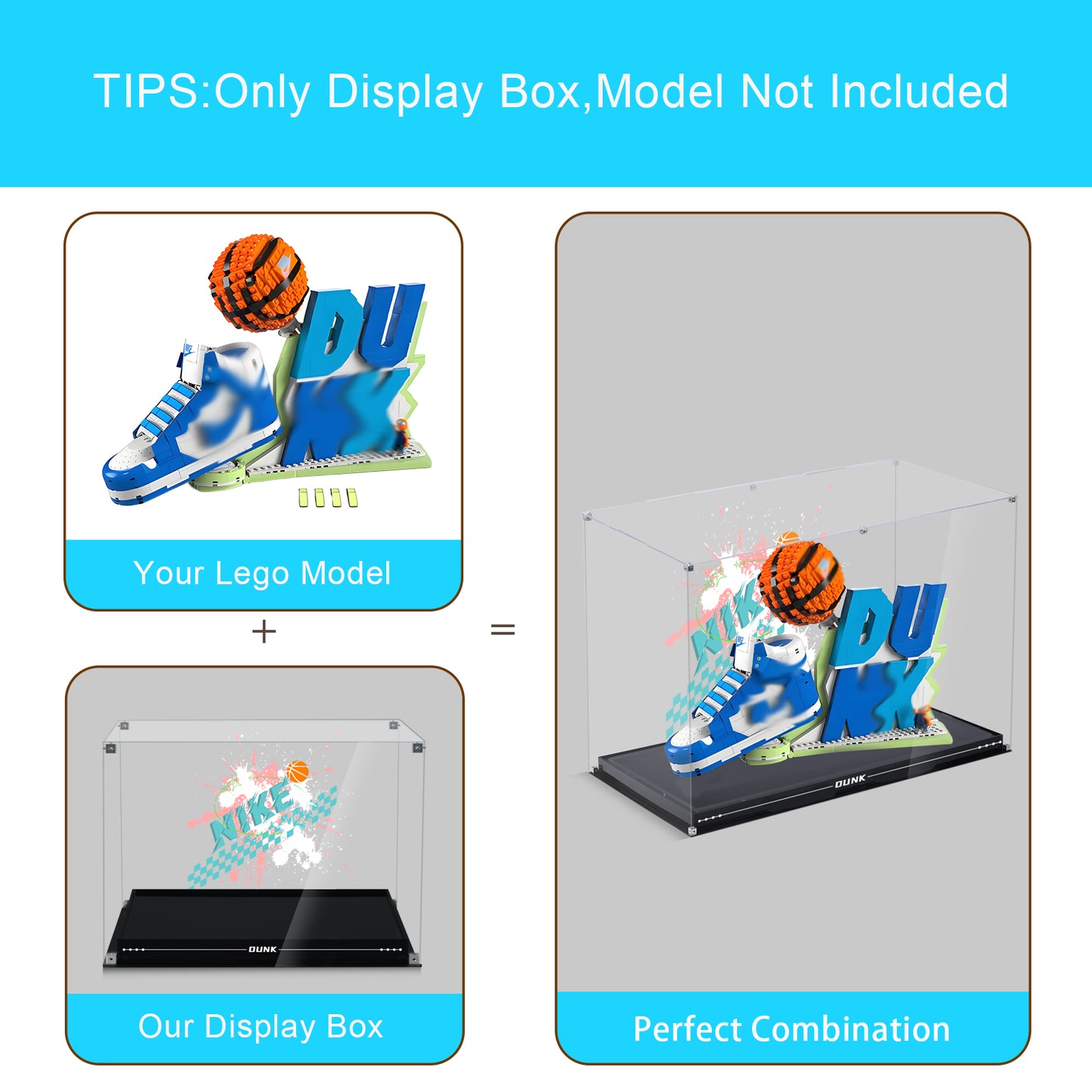 BrickArmor Display Case for LEGO 43008 Set x Nike Dunk Building Set,Dustproof Clear Display Box Compatible with Lego43008( Only Case，Model Not Included)