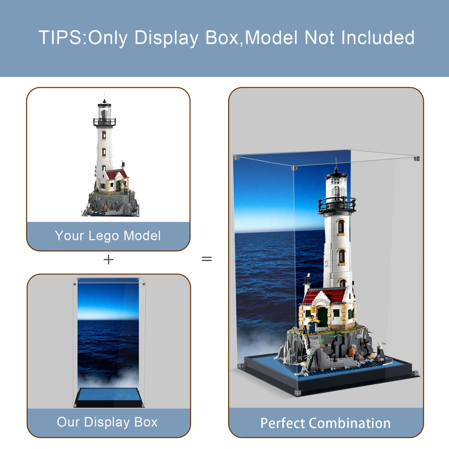 BrickArmor Display Case for LEGO Motorized Lighthouse 21335 Building Set, Dustproof Clear Display Box Compatible with Lego 21335 (Only Case, Model Not Included)