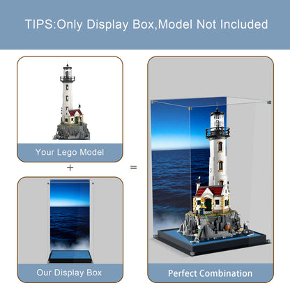 BrickArmor Display Case for LEGO Motorized Lighthouse 21335 Building Set, Dustproof Clear Display Box Compatible with Lego 21335 (Only Case, Model Not Included)