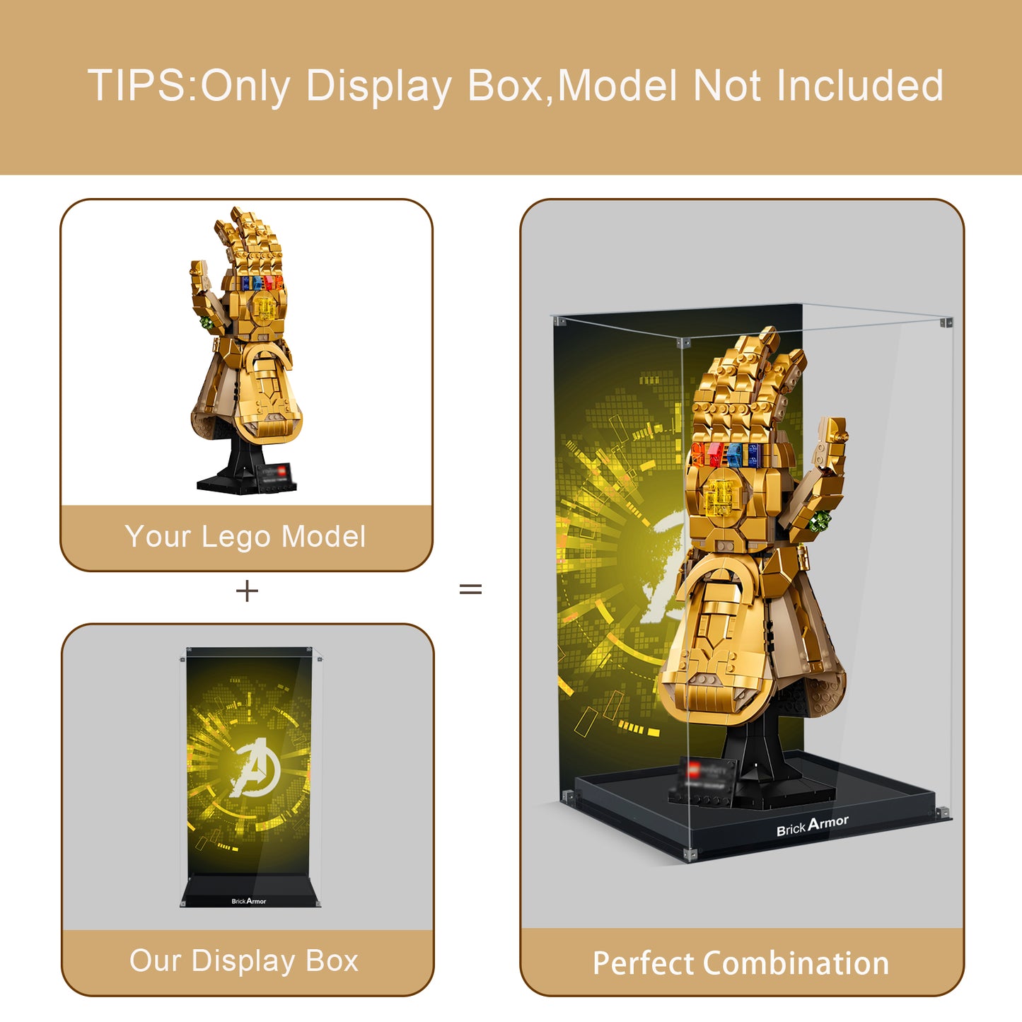 BrickArmor Display Case for LEGO 76191 Thanos's Infinity Gauntlet Set,Dustproof Clear Display Box Compatible with Lego 76191 (Box Only，Model Not Included)