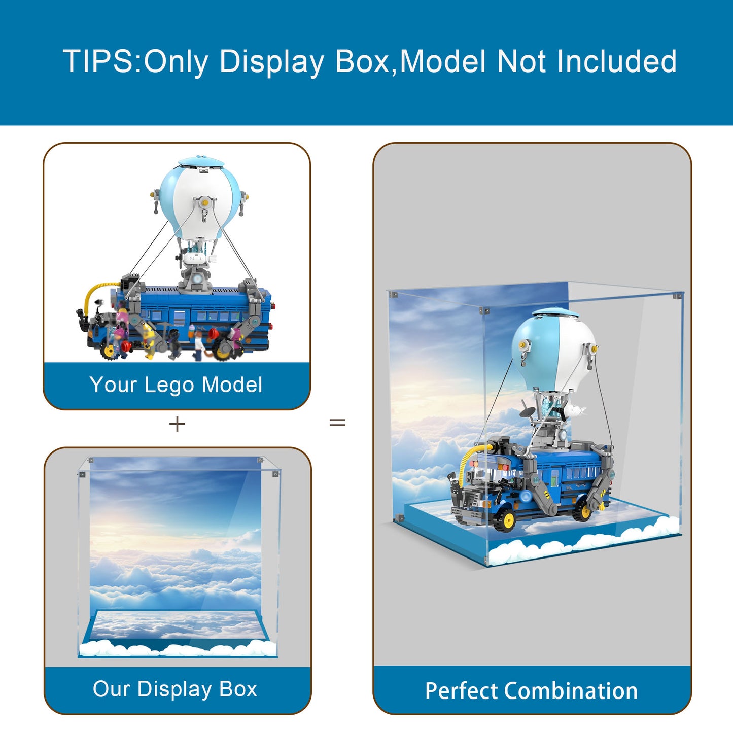 BrickArmor Display Case for LEGO 77073 Fortnite Battle Bus Set,Innovative Magnetic Front Panel Dustproof Display Box Compatible with Lego 77073 (Only Box, Model Not Included)
